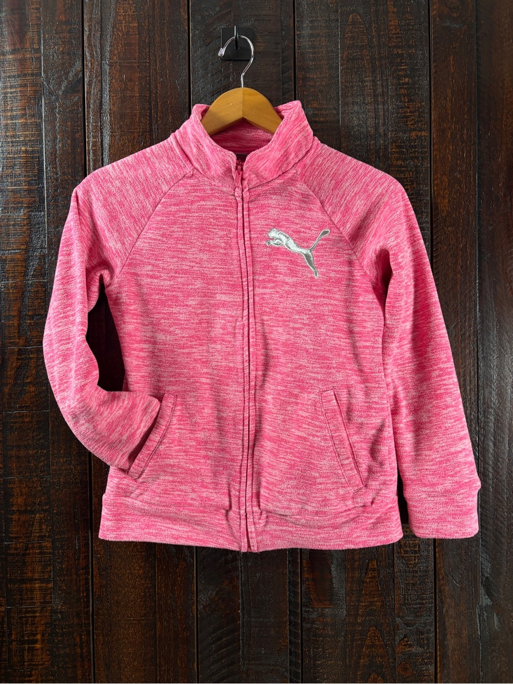 Puma Pink Heather Full-Zip Girls' Jacket